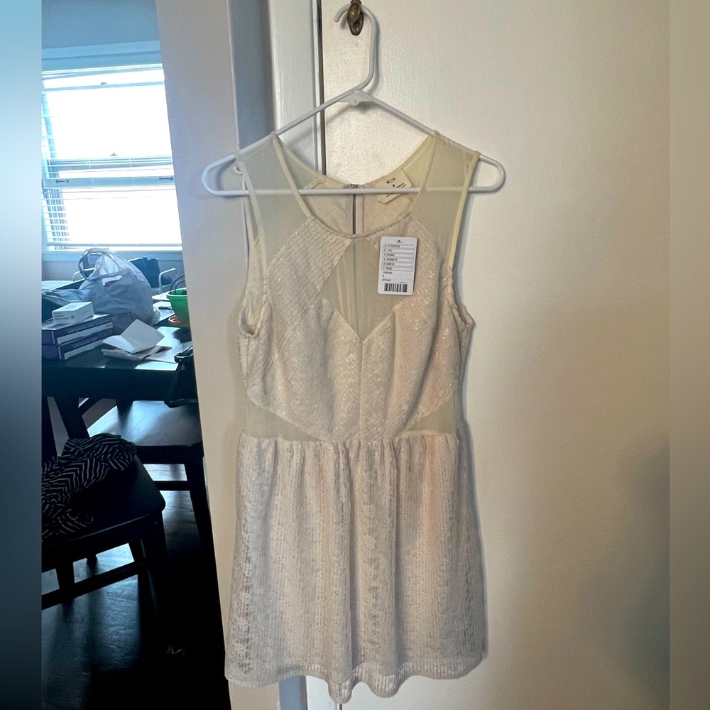 Brand new with tags - lace mini dress! Gorgeous ivory / creme color